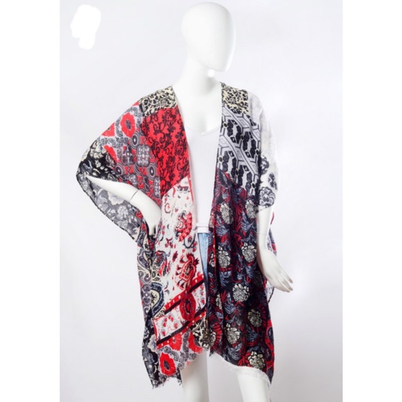 New Boho Floral Patchwork Kimono Cardigan - Picture 5 of 6